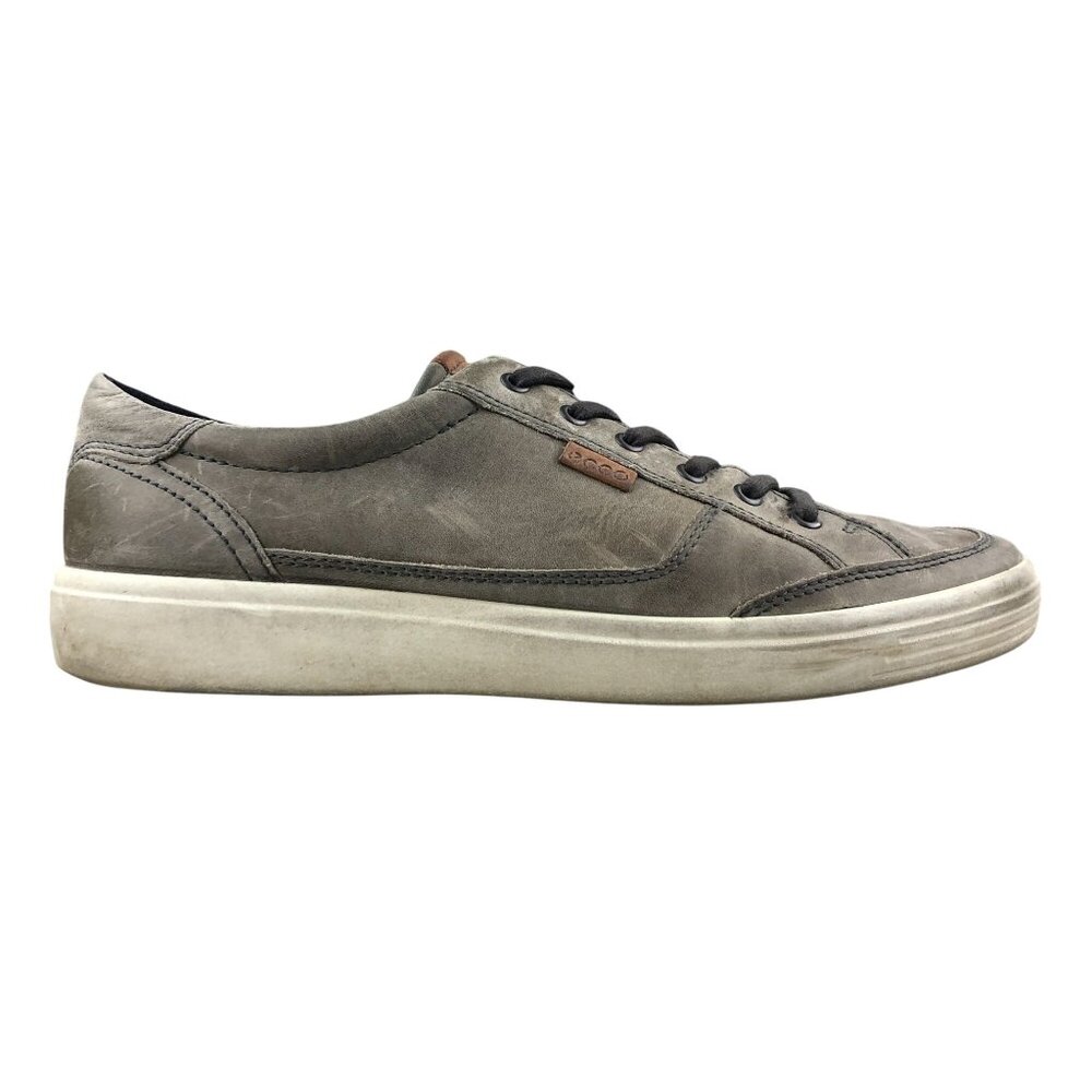 Ecco Men's Size 13 Soft 7 Brown Leather Low Top Lace-Up Casual Sneakers Shoes